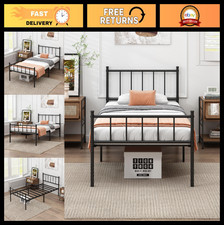 Twin Metal Bed Frame - Steel Slat Support, Noise-Free, Easy Assembly, Mattress F