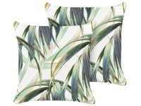 Gartenkissen Weiß / GrüN 45 X 45 Cm 2Er Set Blattmotiv Blattmuster Calderina