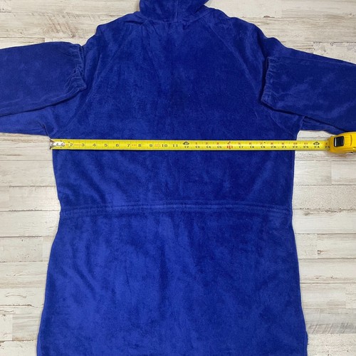 Lands End Blue Terry Cloth Anorak Set Pants Jacket Pockets Hoodie SZ L C101793 - Picture 9 of 12