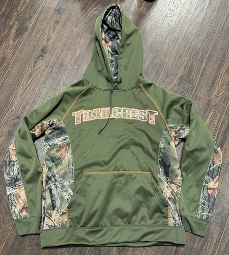 Trail Crest Men’s Camo/ Green/ Orange Hooded Sweatshirt Size Adult Medium - product listing photo