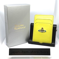 Vivienne Westwood Leather Case Card holder Yellow Orb Logo Wallet Boxed Japan