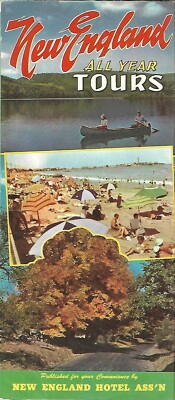 1950 NEW ENGLAND HOTEL ASSOCIATION Road Map Maine Massachusetts New Hampshire