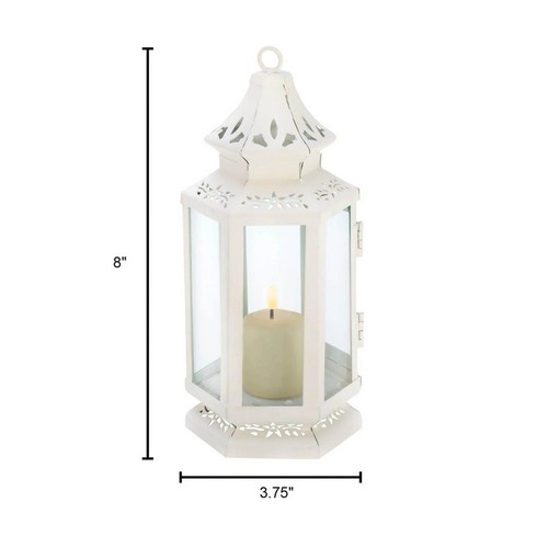 6 Pc Discount Wedding Lot White Victorian Candle Lantern Floral Metal Cutout 8"H - Picture 5 of 9