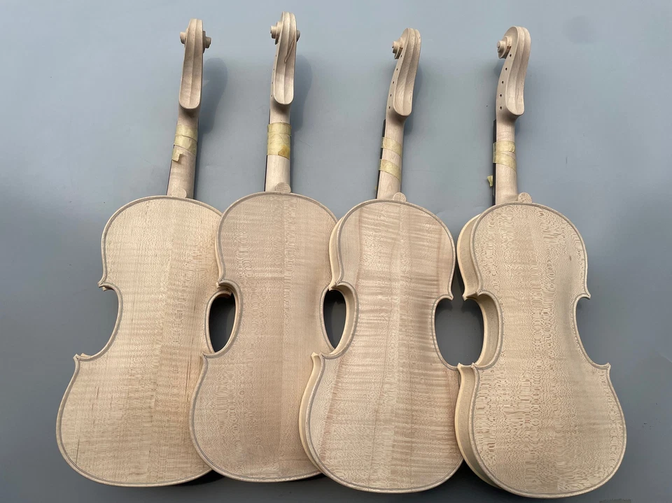 5 string Violin 4/4 Flame Maple Back Spruce Wood Top Handmade Violin Unfinished - Image 3 of 4