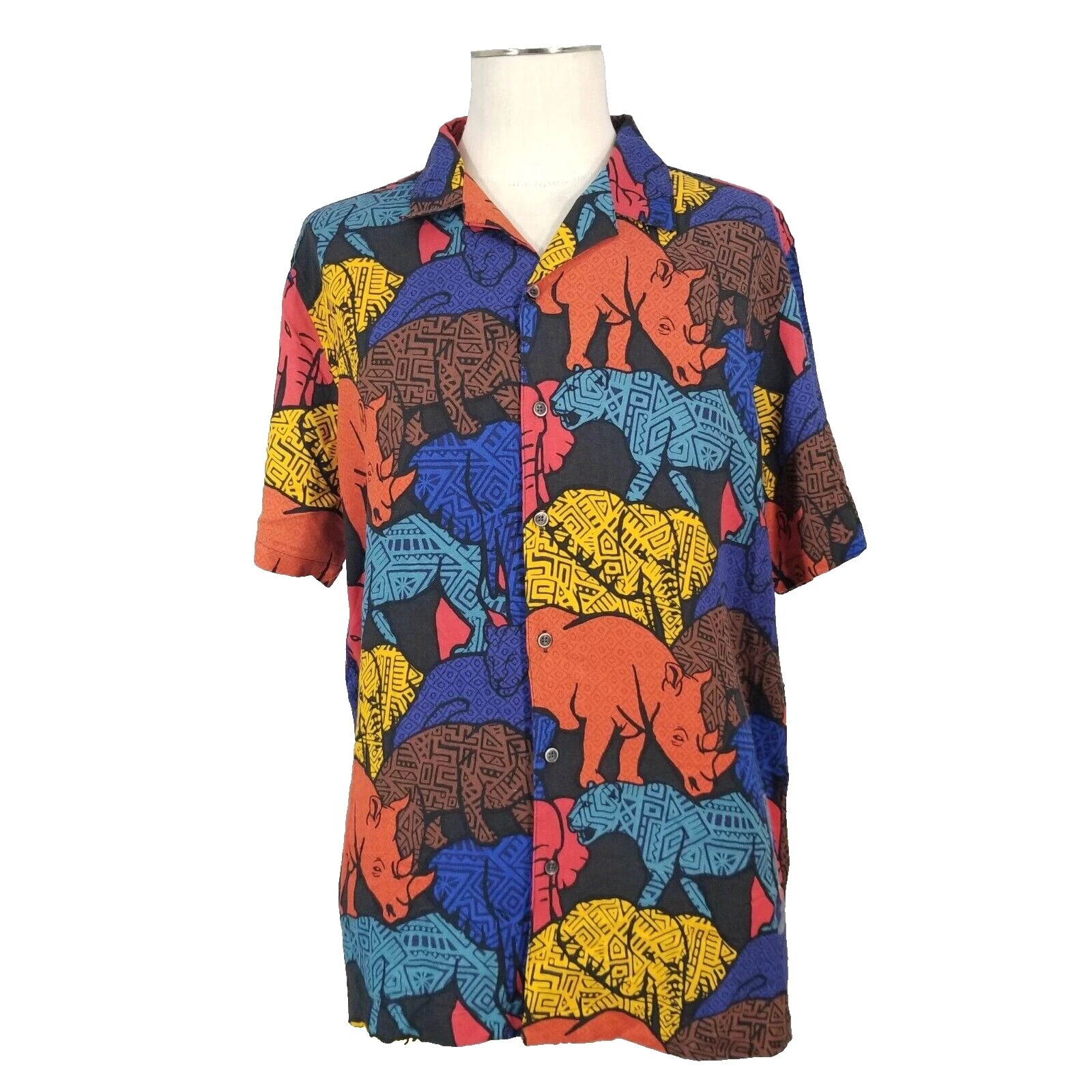 Silk Animal Print camisas hawaianas Informal Con Botones para hombres