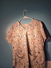 Puppy Love Womens Multicolor Veterinarian Scrubs Top Size M Pockets