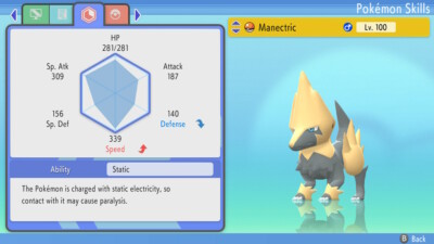 Pokemon Brilliant Diamond Shining Pearl BDSP - Shiny 6IV Max EV Manectric