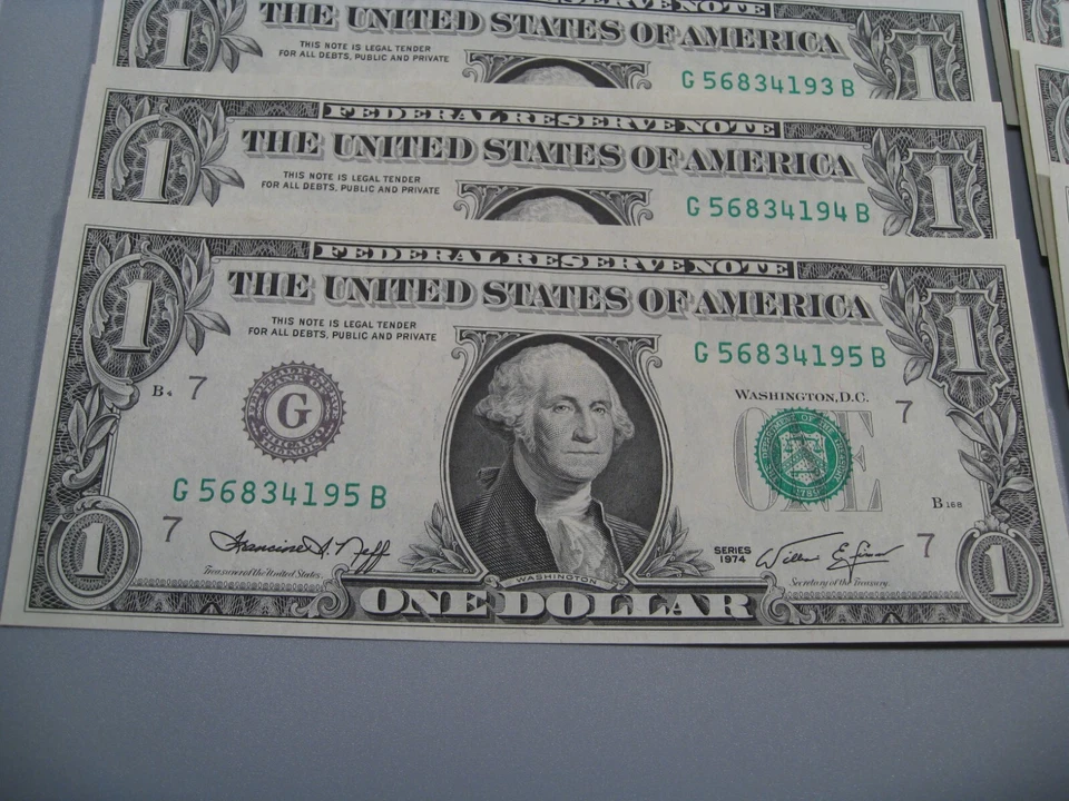 11 CU Consecutive Serial Number 1974 FRN Notes # G 56834190-200 B. #20 - Image 4 of 4