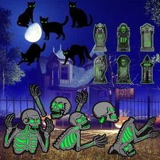 Glow in the Dark Halloween Tombstone Yard Decorations Fluorescent Garden Signs