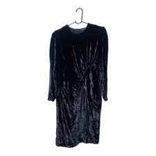 Escada SZ 38 black crushed velvet long sleeve dress