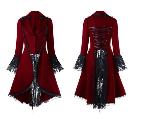 Lange Damen-Mäntel Retro Punk Rave Oberbekleidung Steampunk Gothic viktorianisch Kleid Jacke - Bild 8 von 30