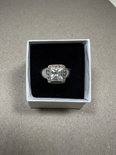 Designer Silpada Vintage Estate Sterling Silver Diamonique Ring 925 Size 8.25