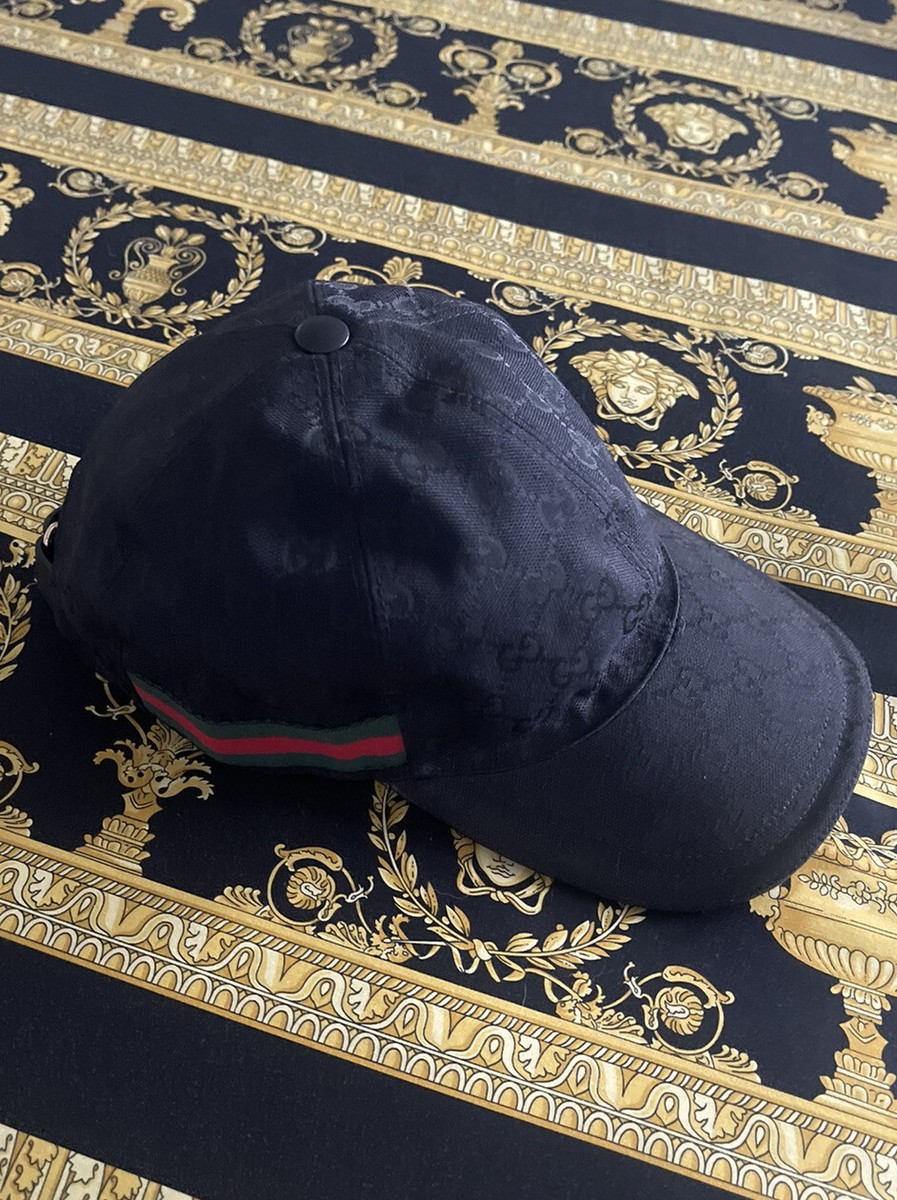 100% AUTH GUCCI MONOGRAM BASEBALL HAT CAP MEDIUM M GG LOGO