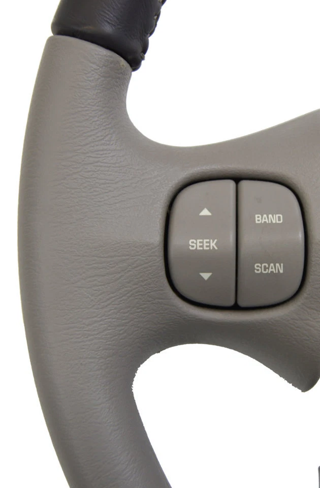 Volante Buick Rendezvous 2002-2007 couro cinza dois tons com interruptores de áudio - Imagem 2 de 4