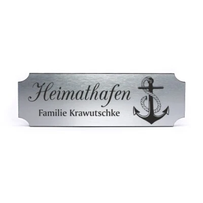 Schild personalisiert Heimathafen mit Anker Motiv - Name Familienname Türschild  - Bild 1 von 4