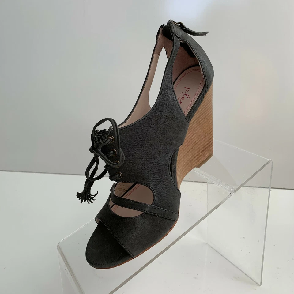 Zapatos con cordones Plenty Tracy Reese Belle carbón cuña punta abierta talla EU 38 US 7.5 Foto 4 de 4
