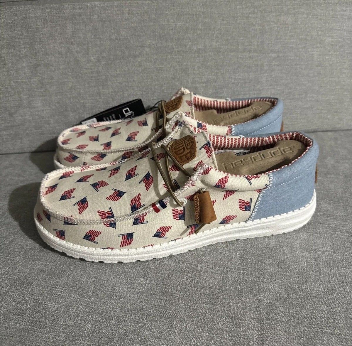 Hey Dude Wally Mens Sz 9 Slip On American USA Flag Patriotic  display picture 2
