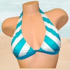 NEW Julius Friends Youth Girls Swimwear Bikini Top Halter Striped Green Teal