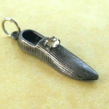Antique Edwardian Charles Horner Sterling Silver Shoe Charm  Faceted Gem