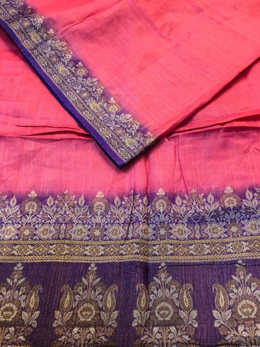 Tissu Soie Pure 100% Vintage Rouge Brique - 5 Yards (environ 184x43 Pouces) - Occasion Inde