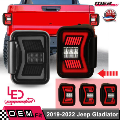 2019-2025 Tail Lights Smoke Sequential LED for Jeep Gladiator JT Rear Lamps PAIR