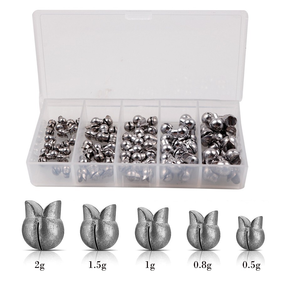 100pcs/box 1g 2g Fishing Removable Split Shot