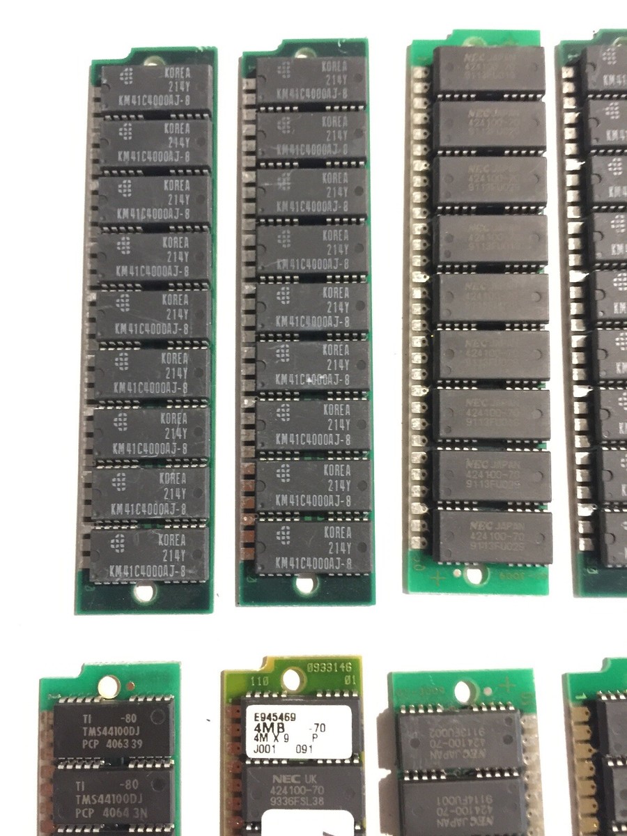 16MB 30-Pin Parity 4pc set of 4MB Memory 9 Chip SIMM IBM PC 386