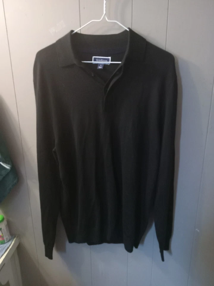 Camisa térmica negra de manga larga con cuello redondo Club Room para hombre talla S Foto 2 de 4