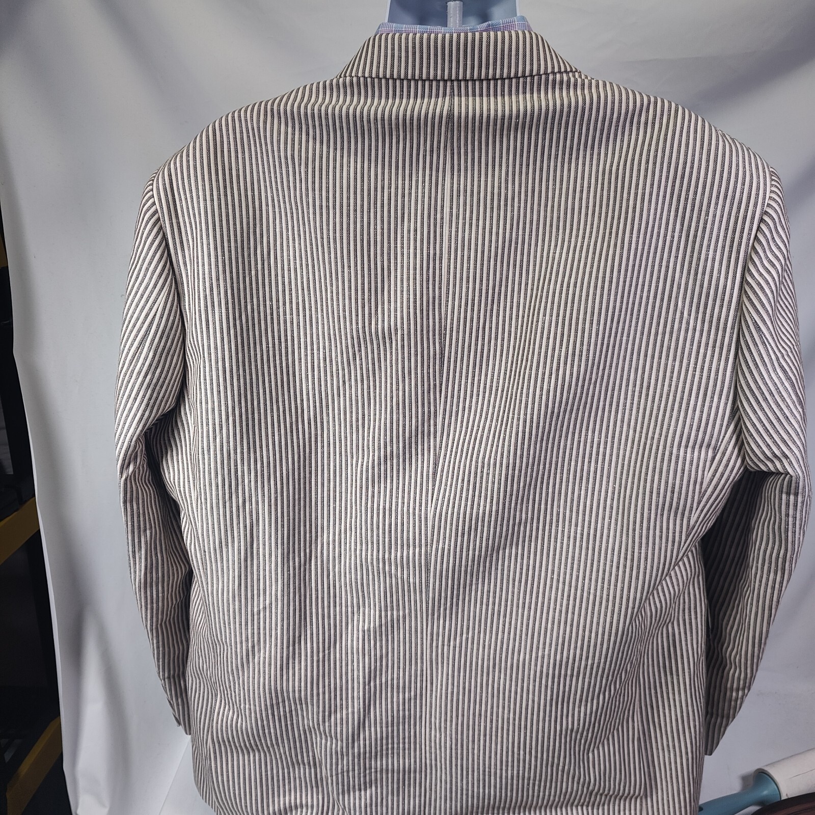 J. Peterman Blazer Mens 52R Linen Blend 2 Btn Stripe Jacket Sport Coat