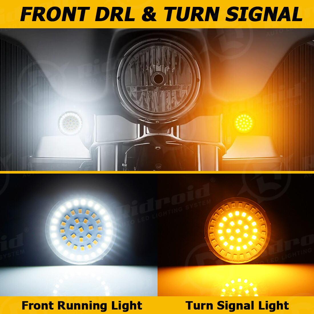 Motorcycle 1157 Front Rear LED Bullet Turn Signal Light Smoke Lens for Harley