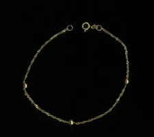 14K Solid Yellow Gold 7" Twisted Cuban Link Bead Ball Tennis Bracelet Chain *NY