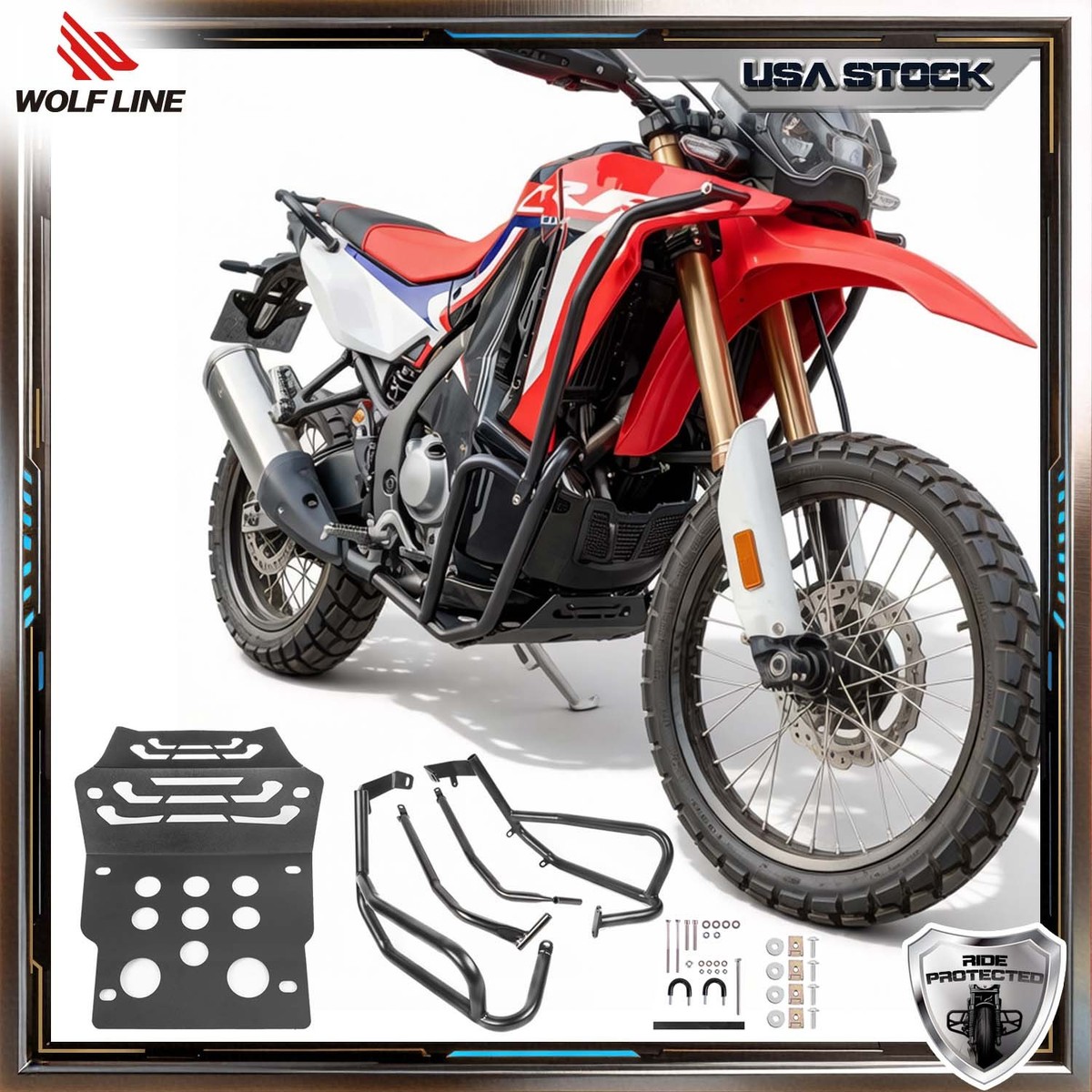 WOLFLINE Crash Bar For Honda CRF250L Rally 2020 Skid Plate Engine