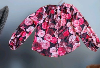 WHBM NWT White House Black Market Floral Rose Long Sleeve Blouse Sz M MSRP$89.00
