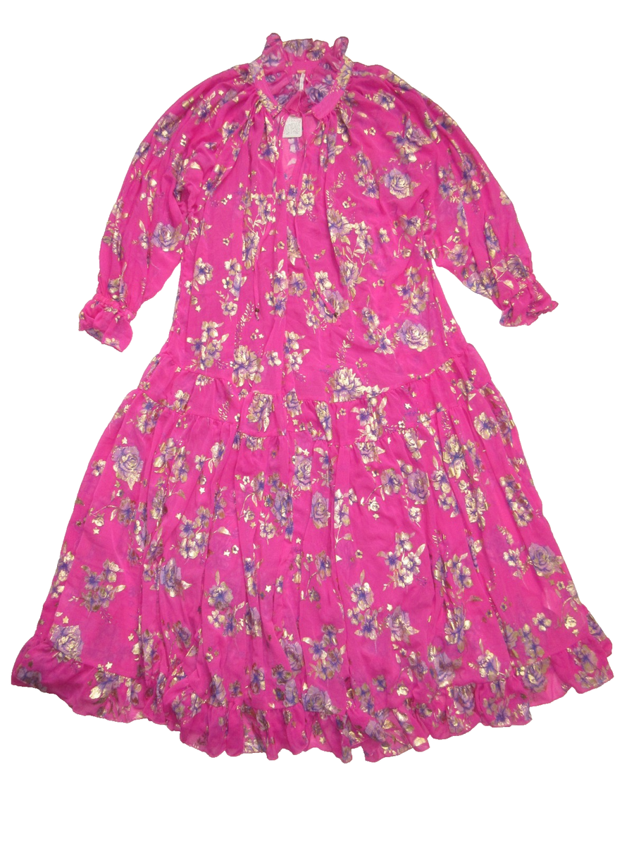 Feeling Groovy Maxi Foil Dress by Free People, Hot Pink Combo, S Feeling Groovy Maxi Foil Dress by Free People, Hot Pink Combo, S