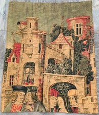 French Tapestry: Vintage Goblin, Medieval Pictorial Wall Hanging 2x3 ft