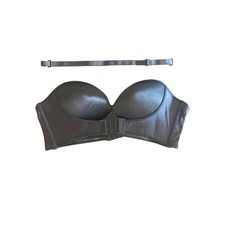 Black Multiway Strapless Push Up Bra Front Clasp Size 36/80 Adjustable Strap