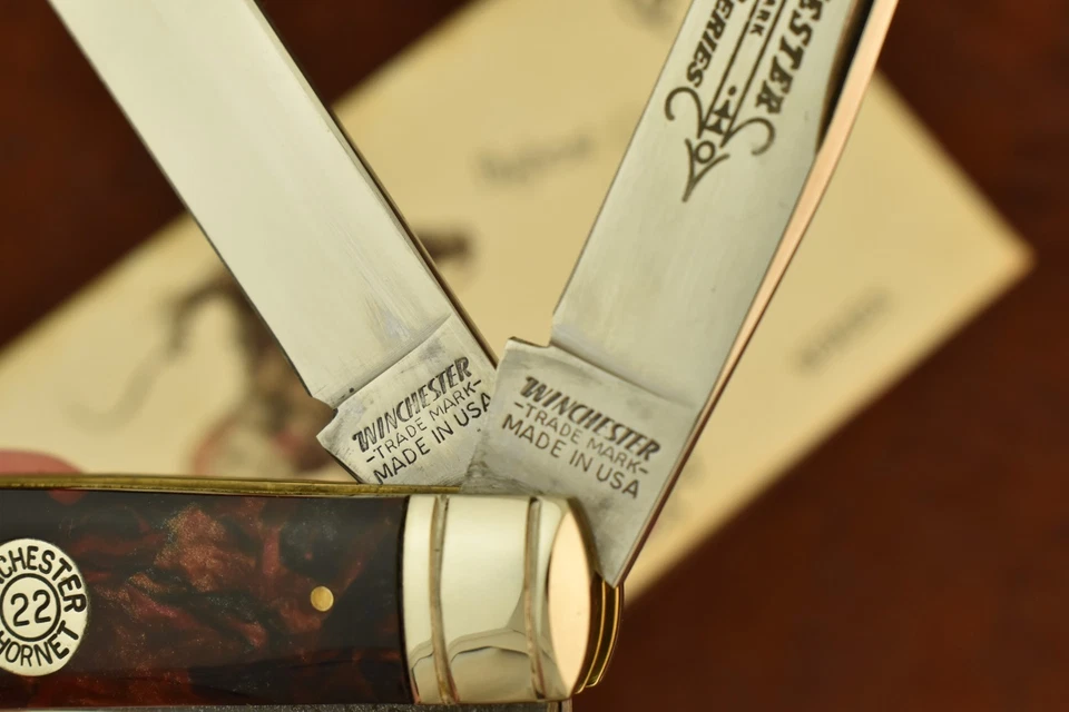 CUCHILLO TRAMPERO WINCHESTER HECHO EN EE. UU. CARBÓN RUBÍ COBRE BONITO 1994 (27674) Foto 4 de 4