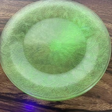 Hazel Atlas Glass 1930's Glowing Vaseline Uranium Luncheon Plates Set/3 On Sale