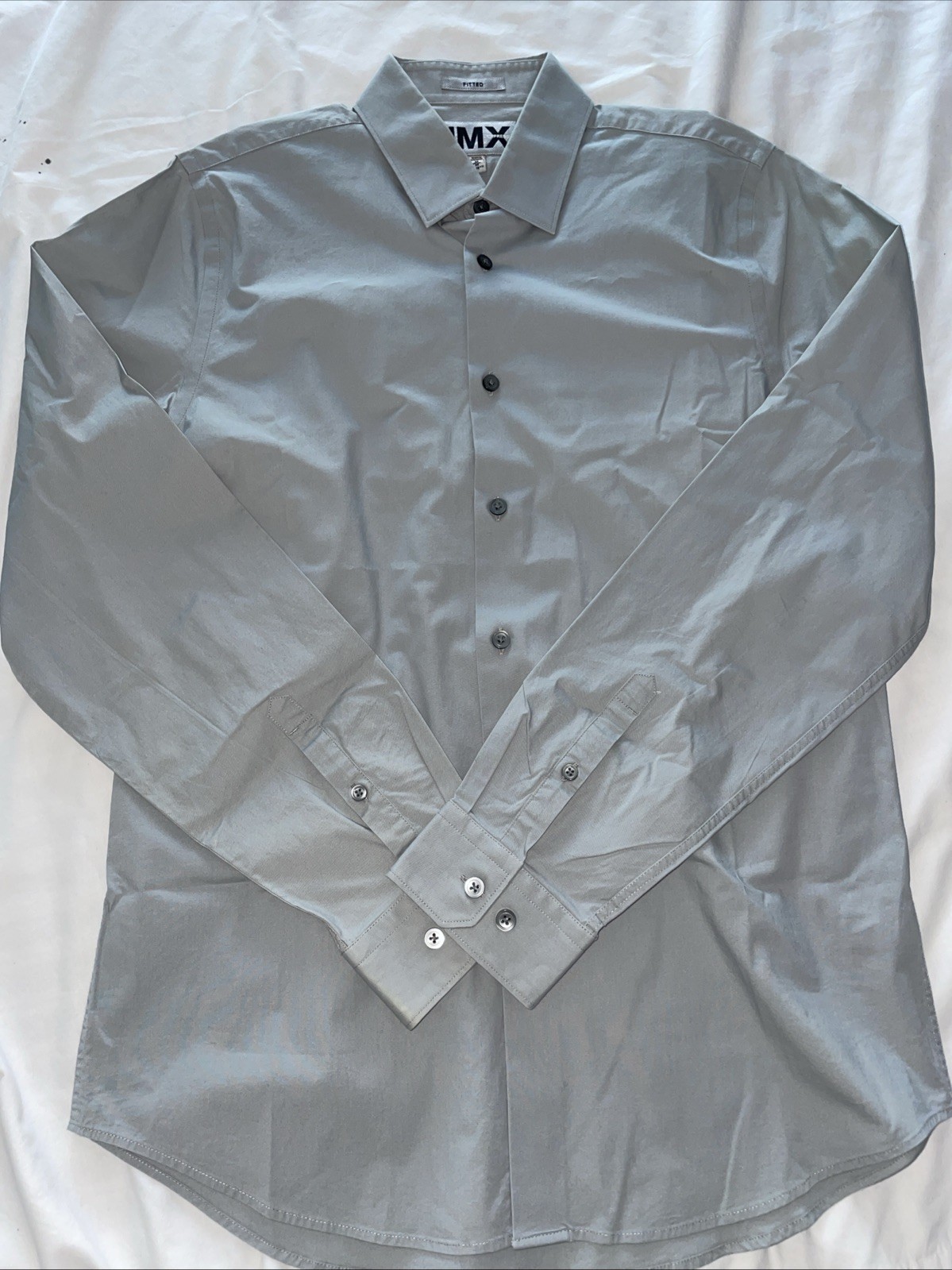 Express 1MX Blue Gray Button Down Fitted Long Sle… - image 1