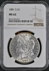 1881 S Morgan Dollar (1878 - 1921) Dollar NGC MS 62 #6916160-014