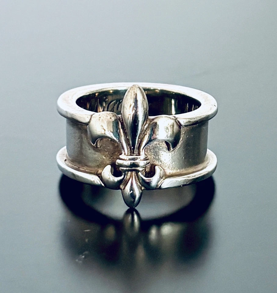 Designer Mignon Faget Sterling Silver 925 Fleur De Lis Ring Size 9 CIGAR  BAND - Image 3 of 4