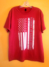 American Flag United States of America T Shirt Large Red NOS Free Shipping