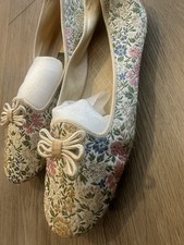 vintage Daniel Green Lotus floral jacquard tapestry slippers Flats Size 8