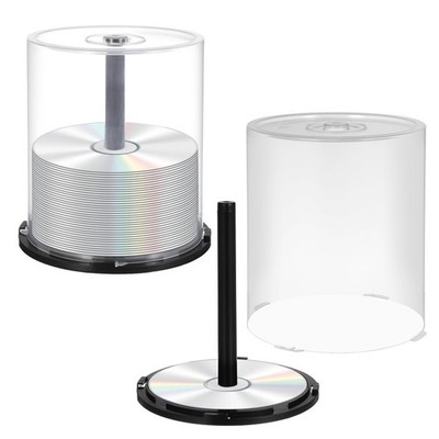 4Pcs Empty CD DVD Cake Box Spindle, Clear Plastic Storage Case for 100 Discs,...