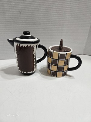 Vintage STUDIO NOVA Ceramic Sugar And Creamer Set With Lids