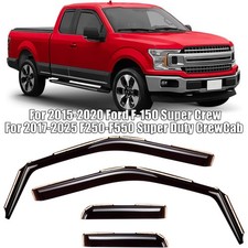 in-Channel Window Rain Guards For 2015-2020 F150 SuperCrew / 2017-2025 F250-F550