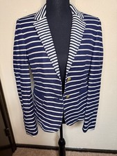 J Crew Women’s Size 6 Schoolboy Linen Cotton Sailor Blazer Jacket Blue White