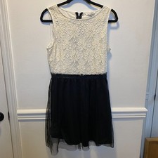 Speechless Ivory Lace Black Chiffon Fit Flare Cocktail Dress Juniors Size 13