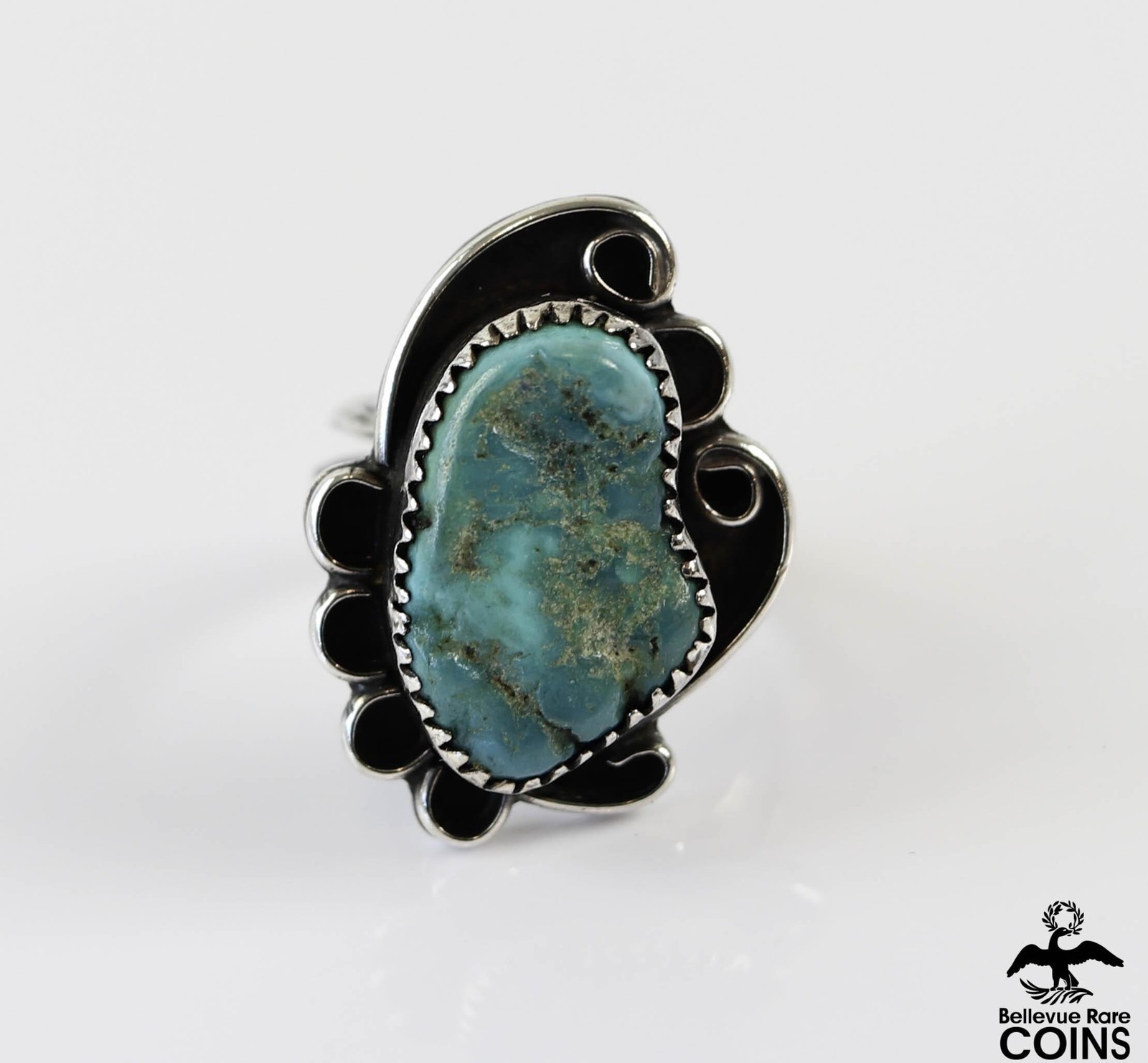Boho Silver & Turquoise Statement Ring - image 2