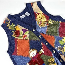 VTG Carolina Colours Fall Sweater Vest M Scar...